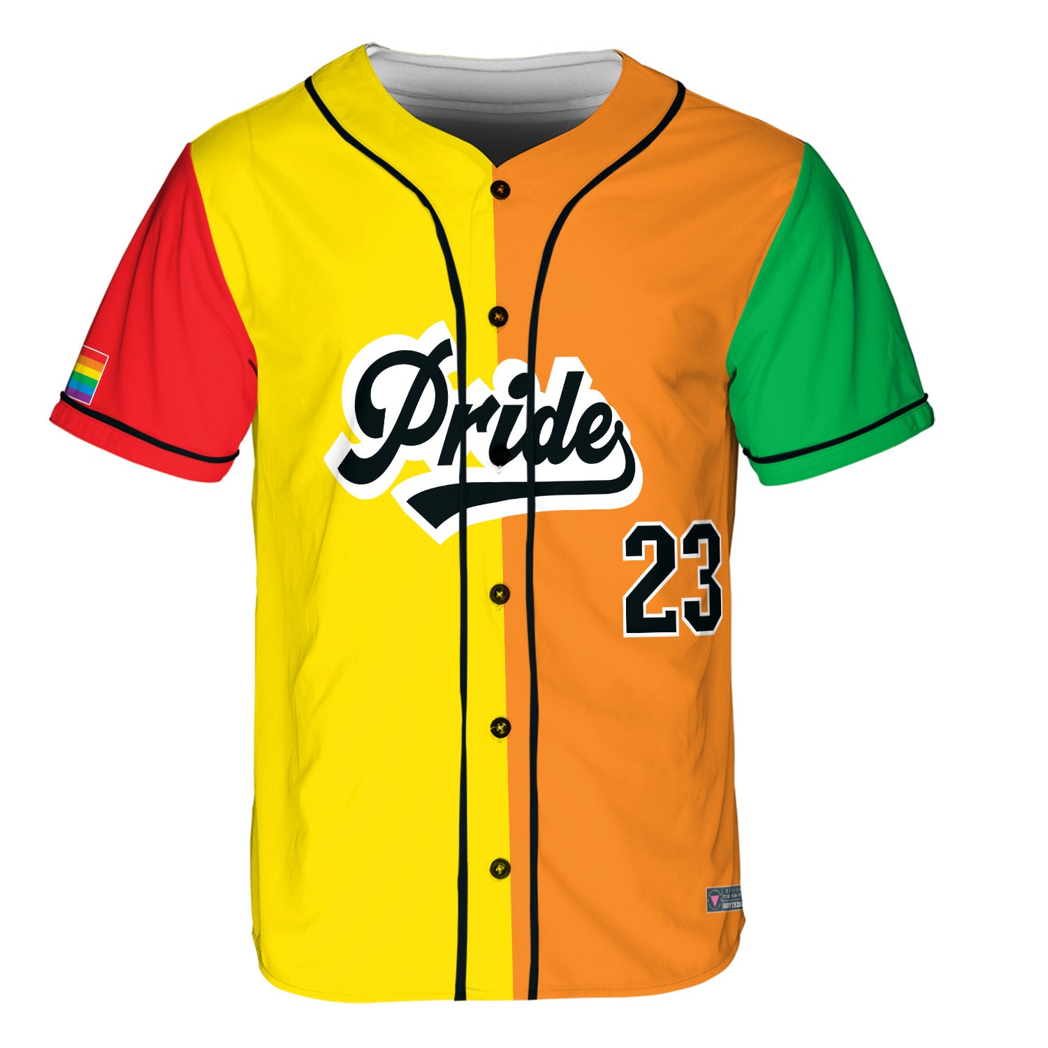 LGBTQ Pride Rainbow Flag Color Block Baseball Jersey Outfitized