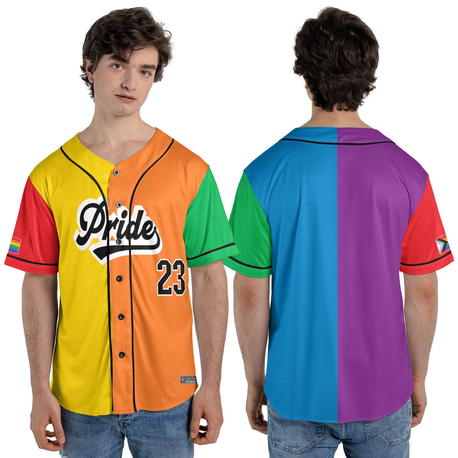 Rainbow baseball jersey on sale