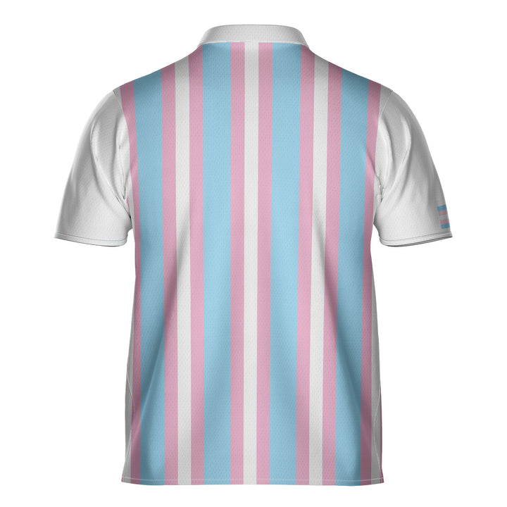 Transgender Pride Flag Stripe Bowling Jersey Back View #color_pink-blue