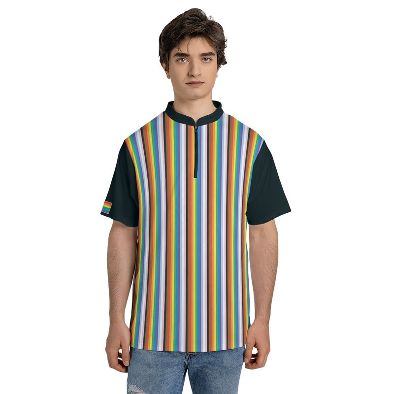 LGBTQ+ Progress Pride Flag Mini-stripe Bowling Jersey